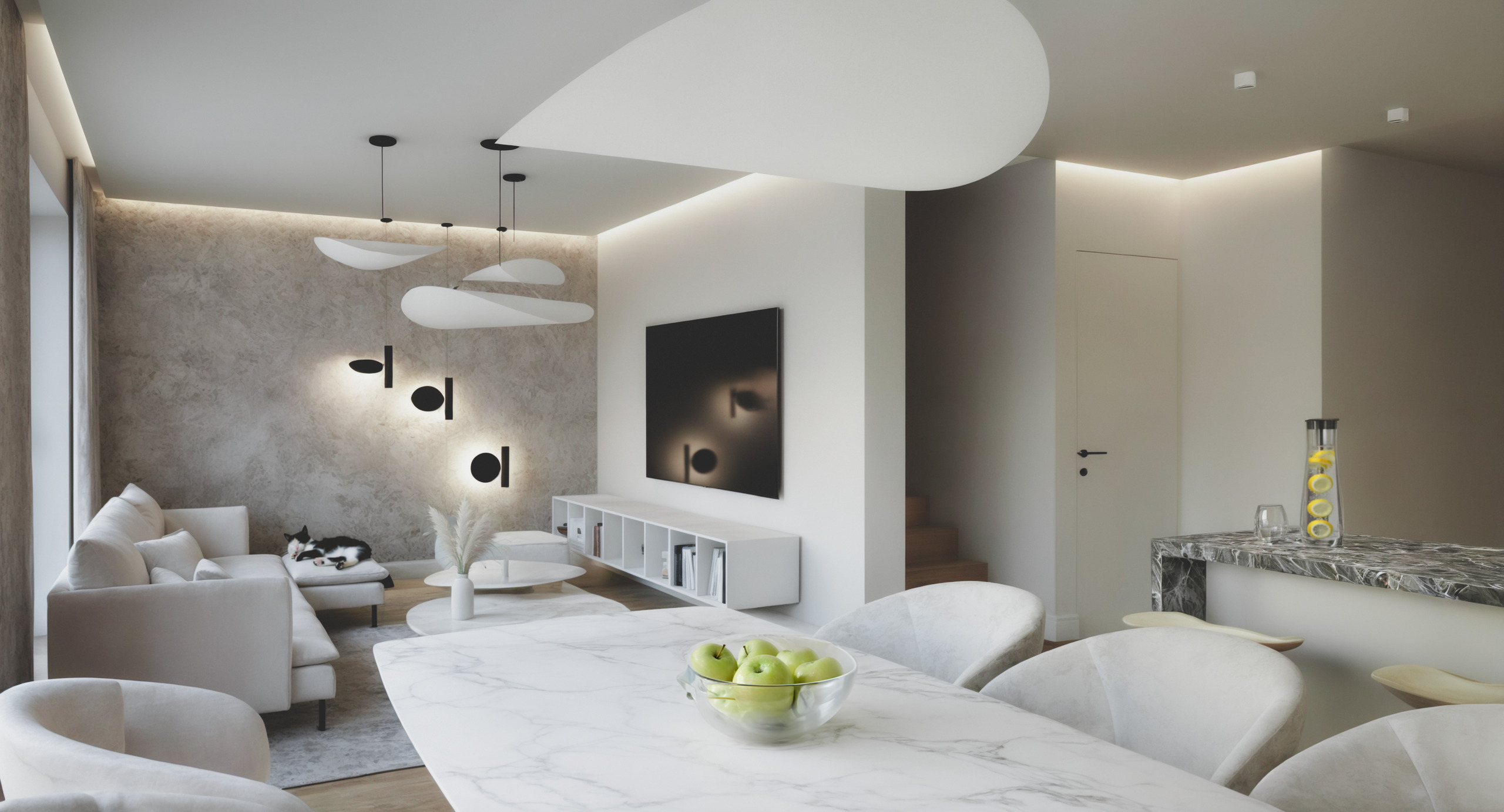 Salon w domu jednorodzinnym — projekt SMUS design