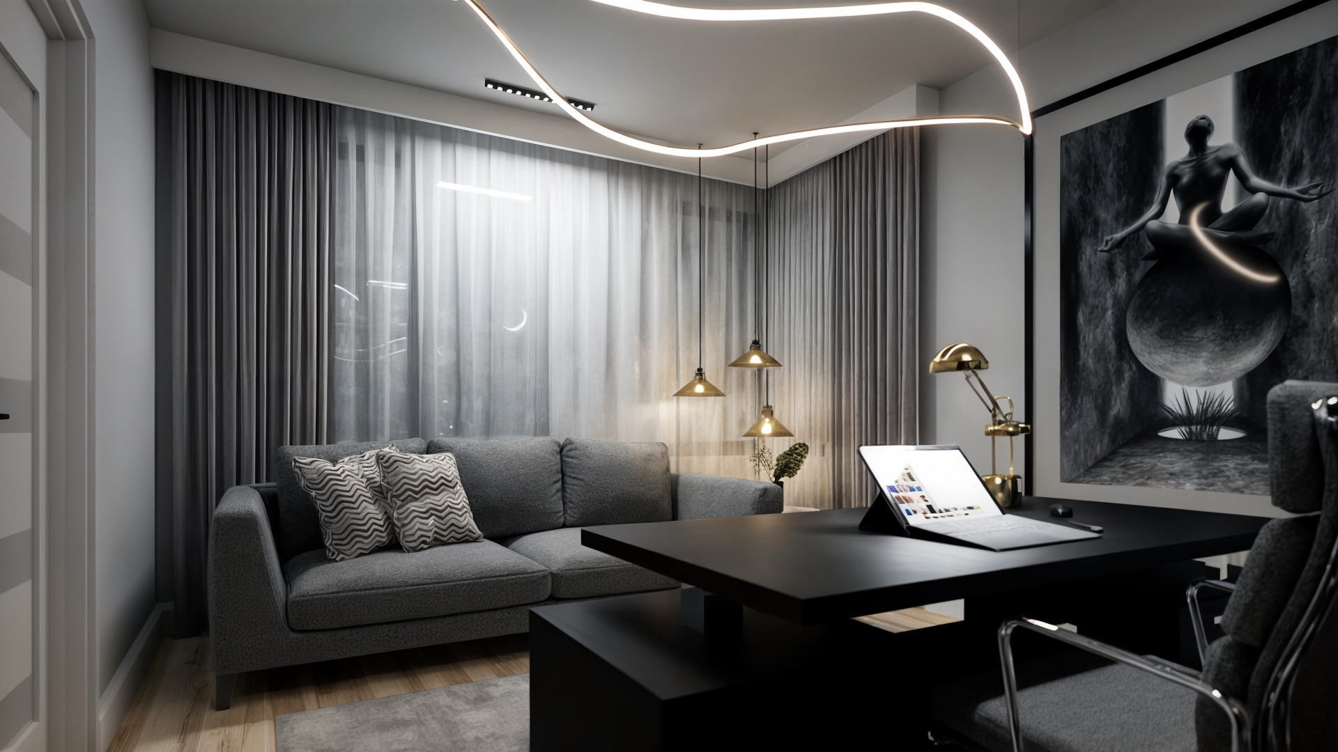 Projekt wnętrza domu jednorodzinnego — SMUS design