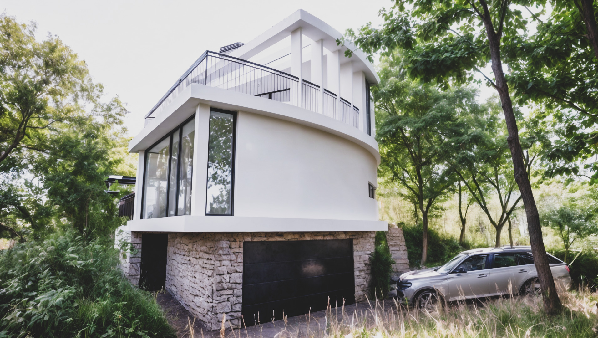 Wizualizacja domu wśród drzew — SMUS design